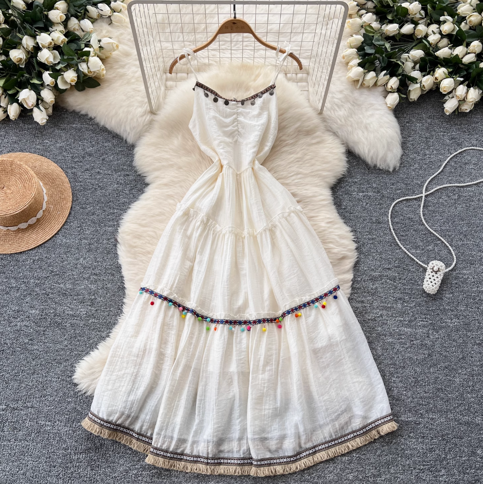 Vintage Fringed A-line Slip Dress