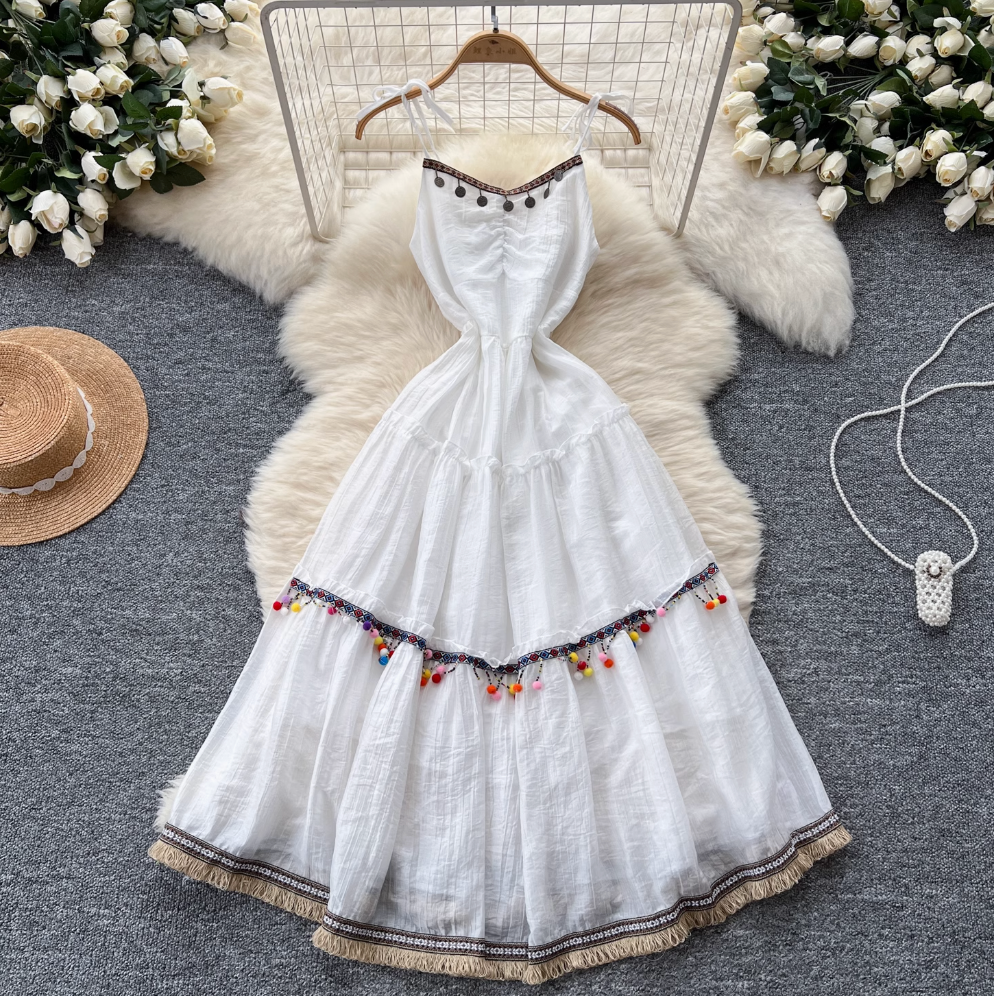 Vintage Fringed A-line Slip Dress