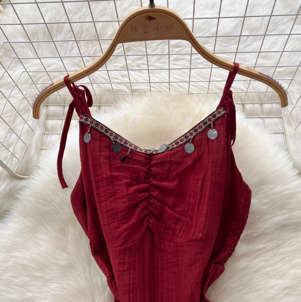 Vintage Fringed A-line Slip Dress