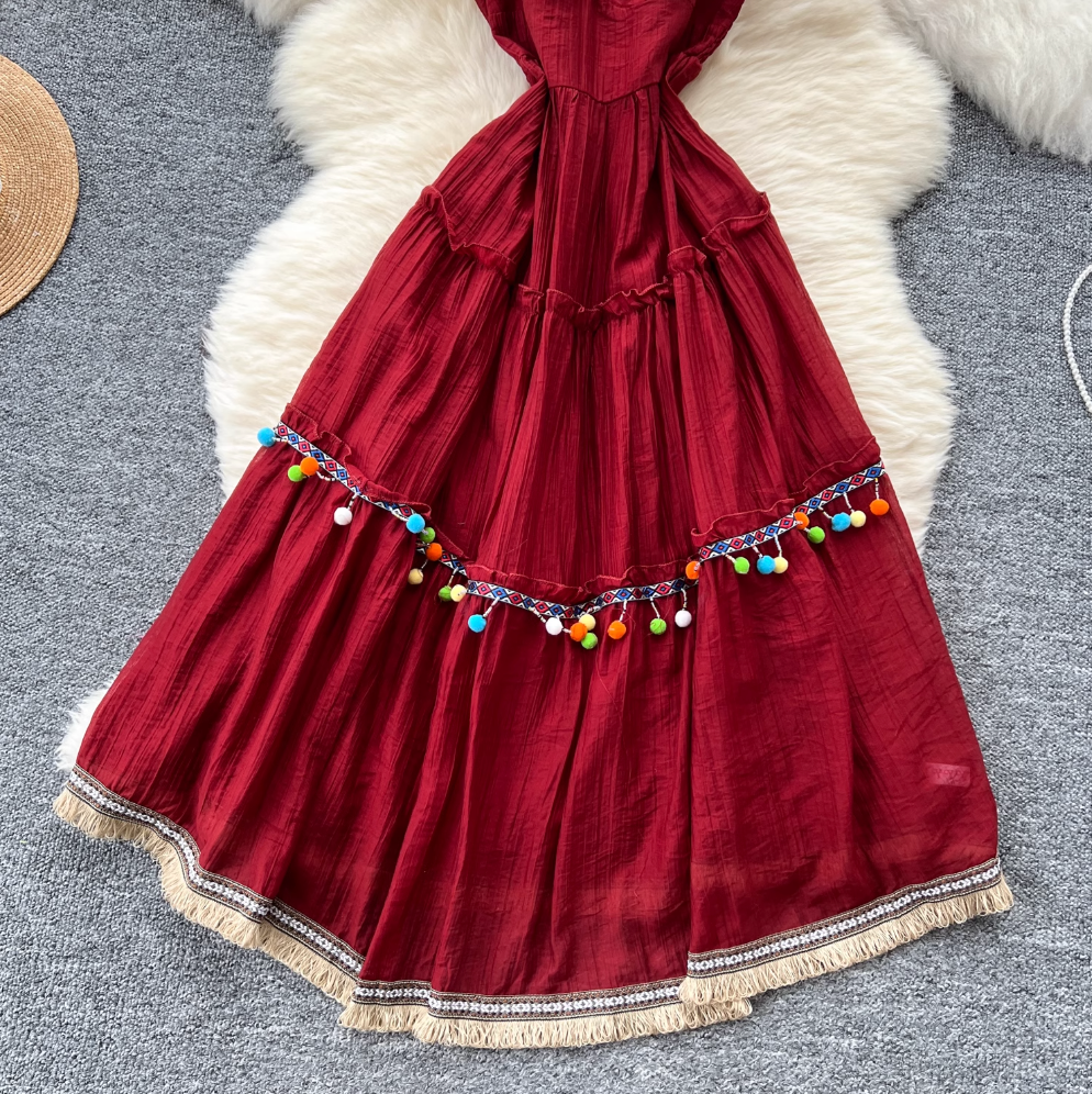Vintage Fringed A-line Slip Dress