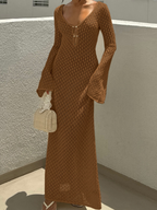 Openwork Texture Round-collar Dress