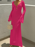 Openwork Texture Round-collar Dress