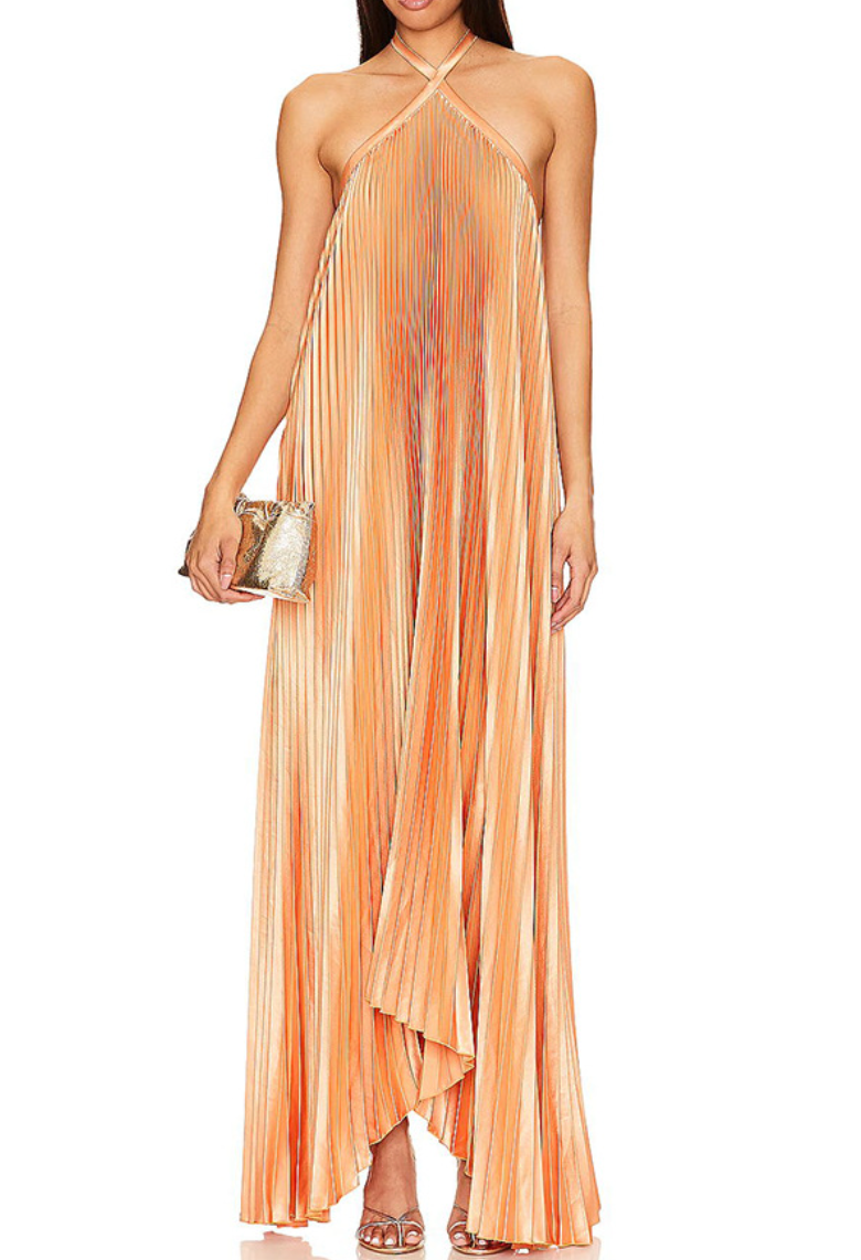 Backless Chocolate Color Halter Dress
