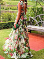 Colorful Floral Pleated Fairy Dress