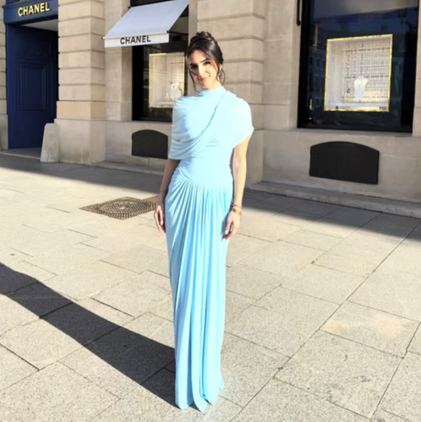 Vintage Cape Wrapped Pleated Dress