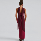 Off-shoulder Mesh Dress with Ribbon