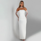 Off-shoulder Mesh Dress with Ribbon