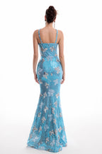 Sequin Halter Neck Butterfly Shape Maxi Dress