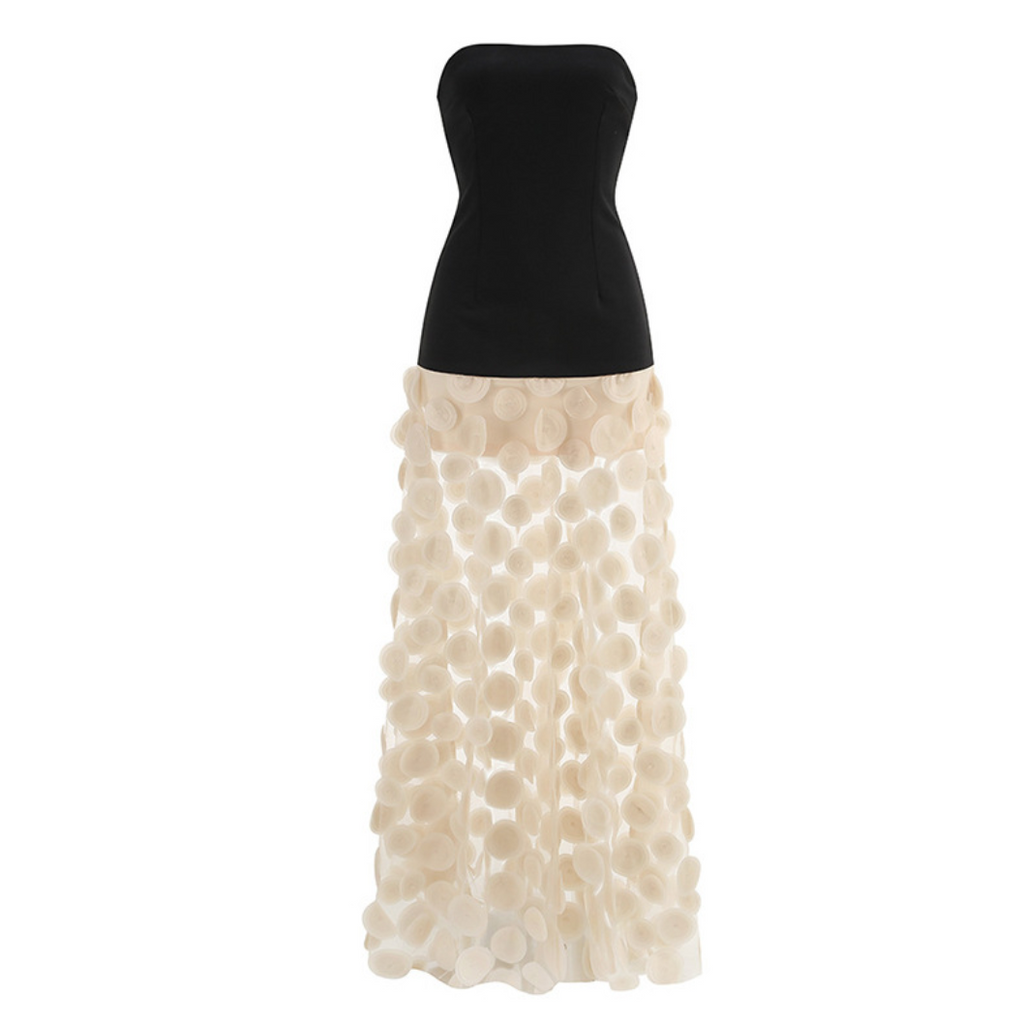 Circular Mesh Patchwork Bustier Dress