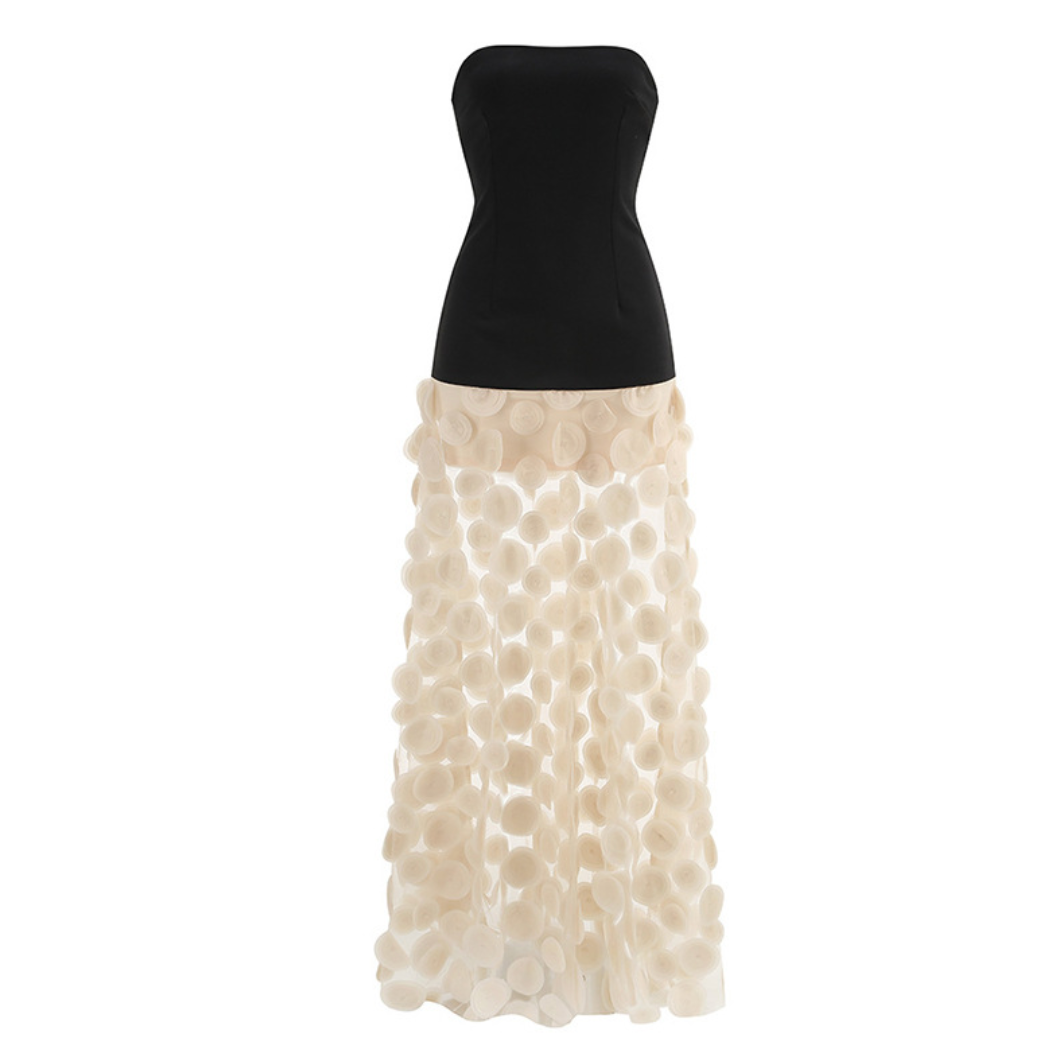 Circular Mesh Patchwork Bustier Dress