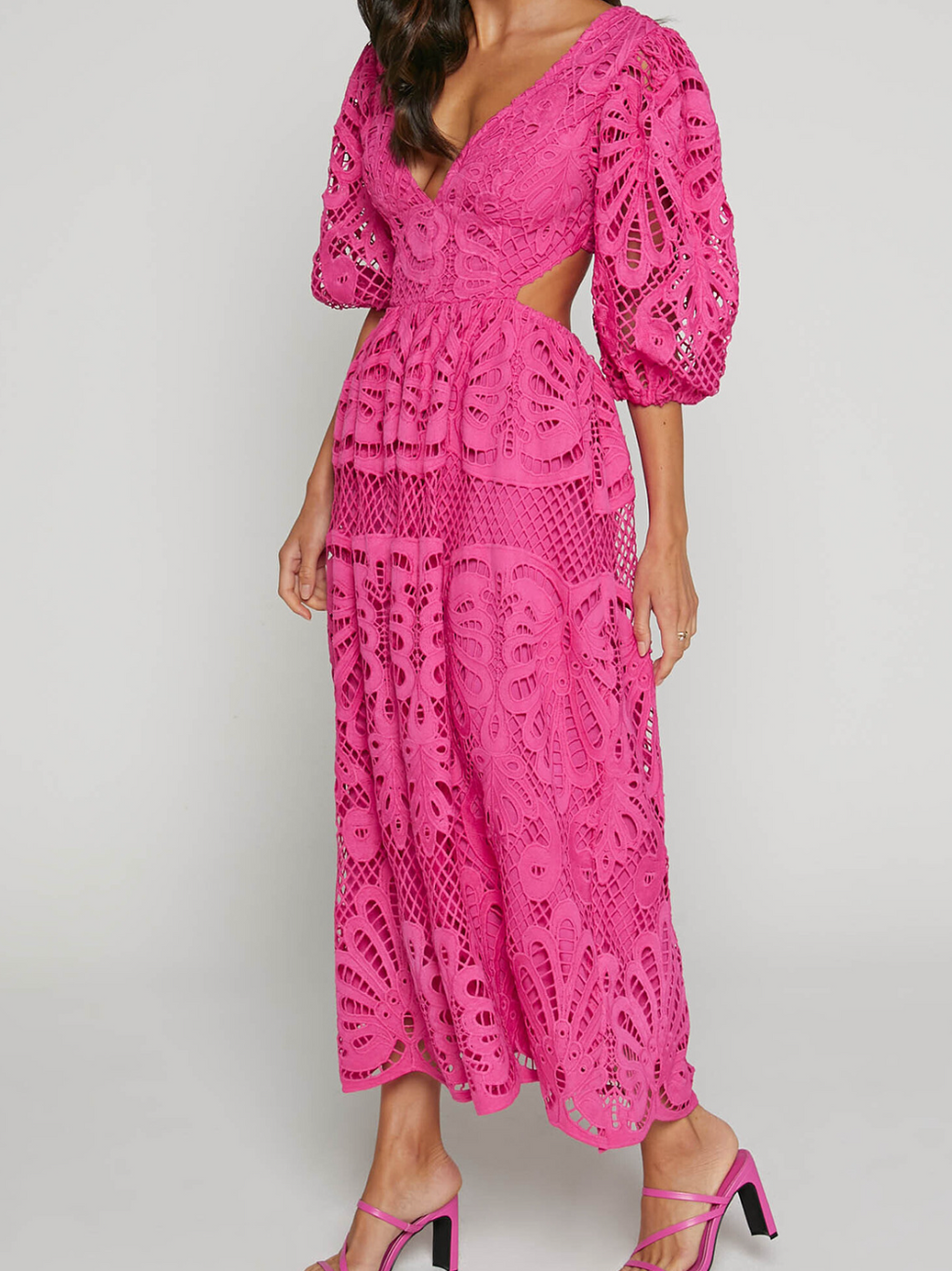 Elegant V-neck Embroidered Lace Dress
