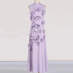 Turtleneck 3D Flower Sleeveless Dress