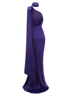 Backless Purple Party Dress with Ribbon