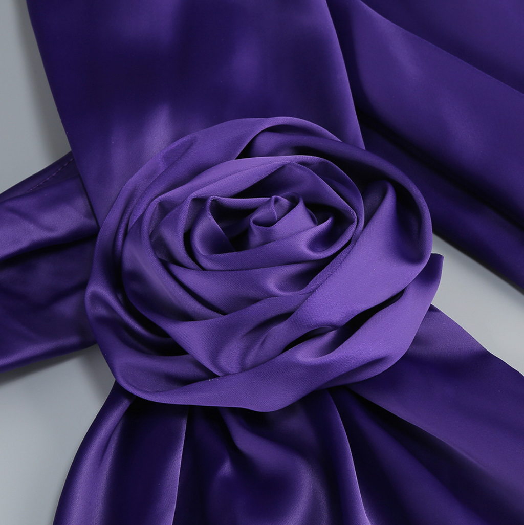 Backless Purple Party Dress with Ribbon