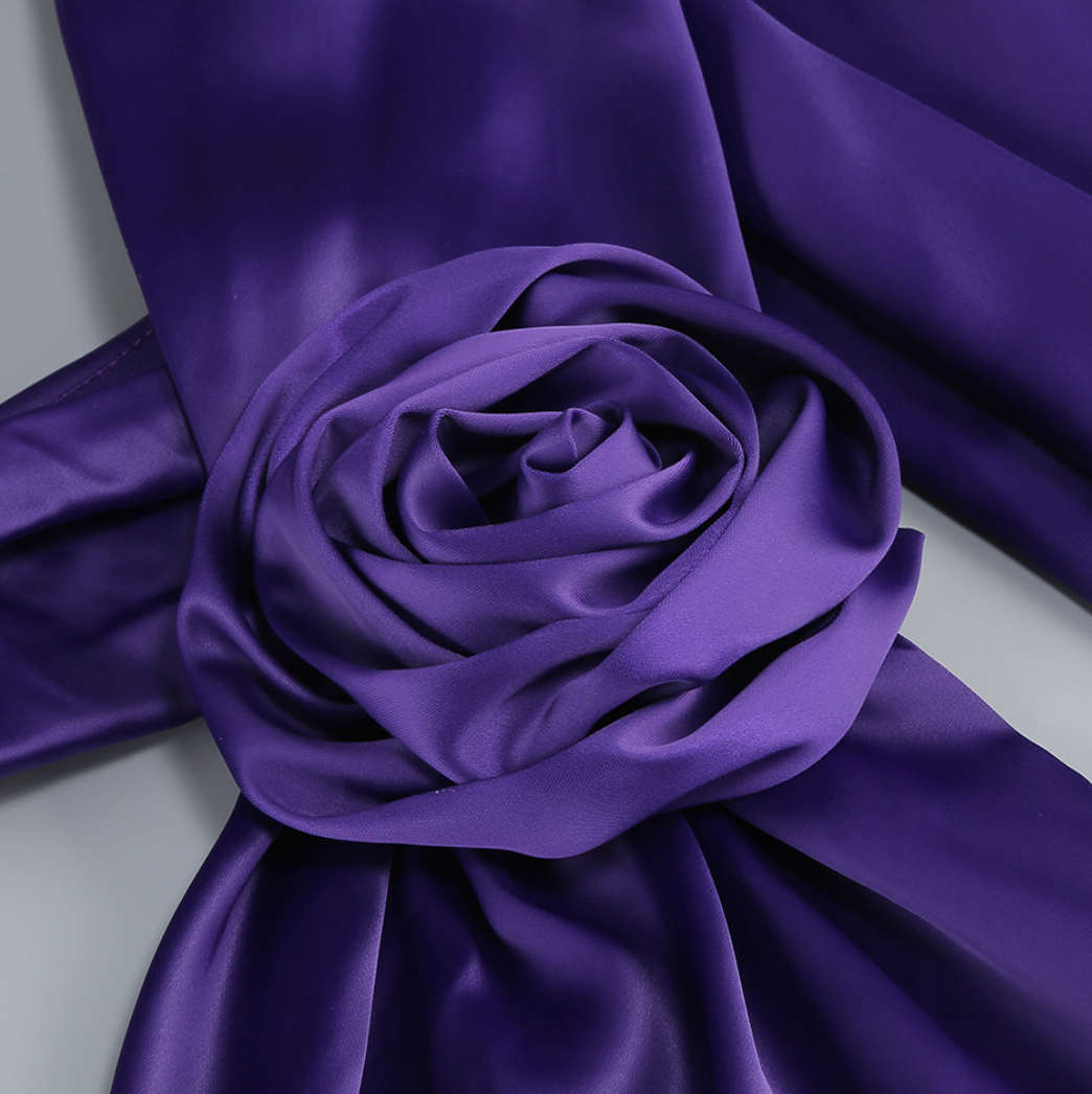 Backless Purple Party Dress with Ribbon