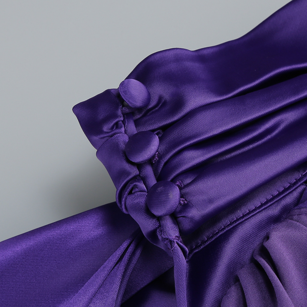 Backless Purple Party Dress with Ribbon