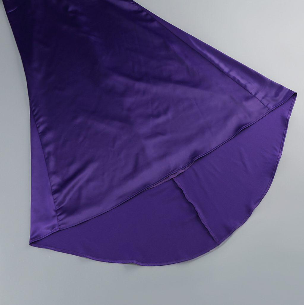 Backless Purple Party Dress with Ribbon