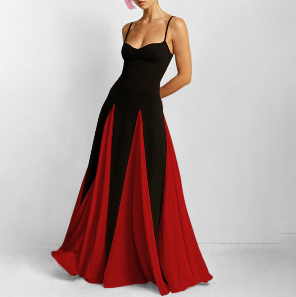 Color Blocking A-line Slip Dress