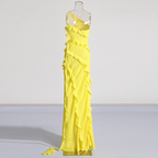 Bright Yellow Ruffled Split Dress