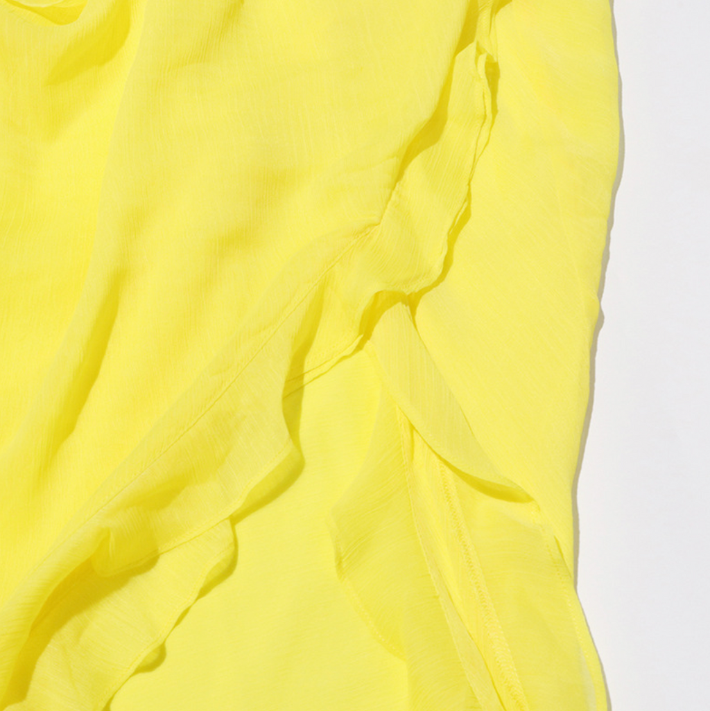 Bright Yellow Ruffled Split Dress