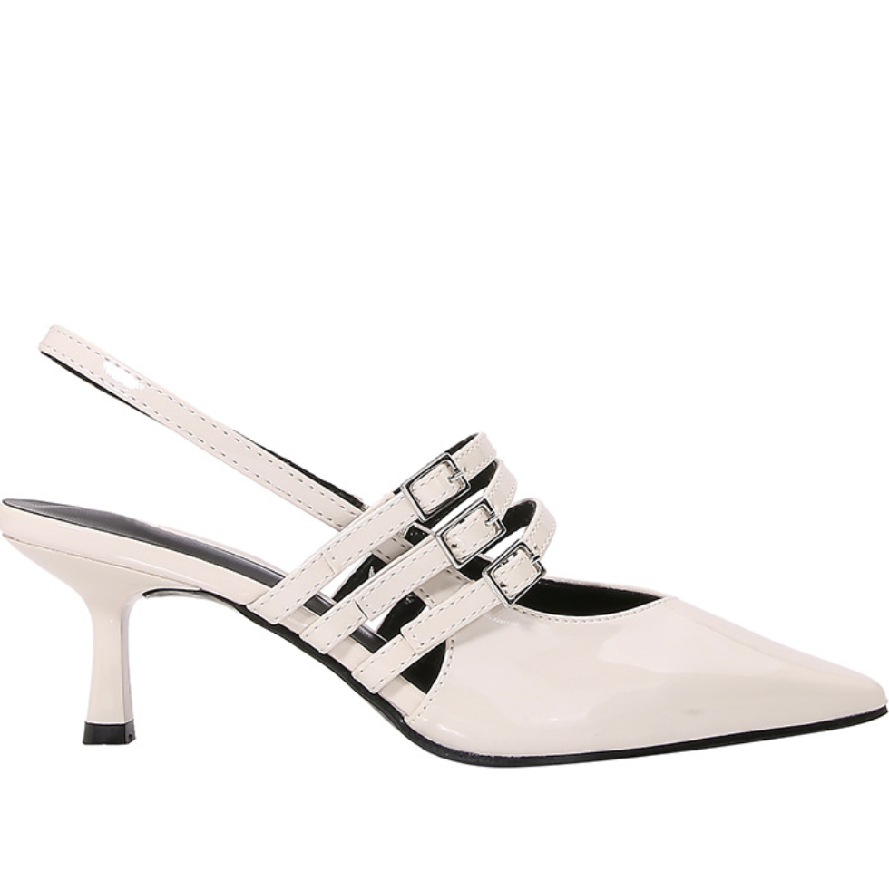 Buckle Embellished Pointed Toe High Heels