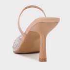 Artificial Pearl Embellished Peep-toe Sandals