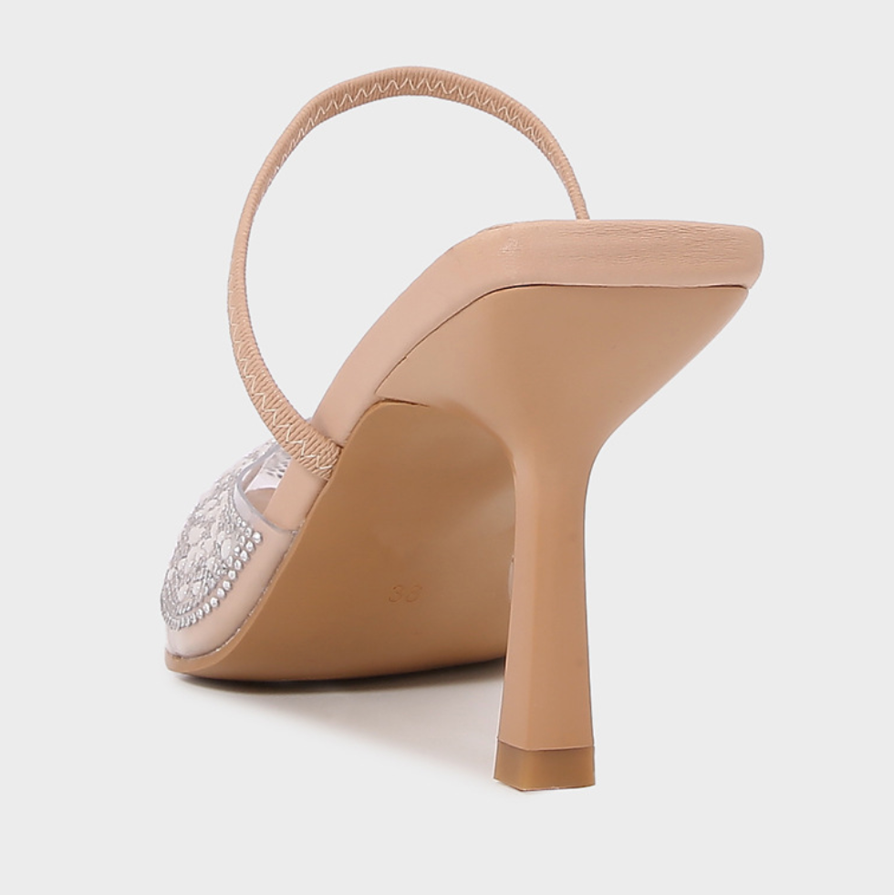 Artificial Pearl Embellished Peep-toe Sandals