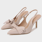 Bowknot Open Heel Patent Leather Stilettos