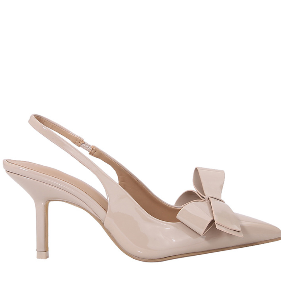 Bowknot Open Heel Patent Leather Stilettos