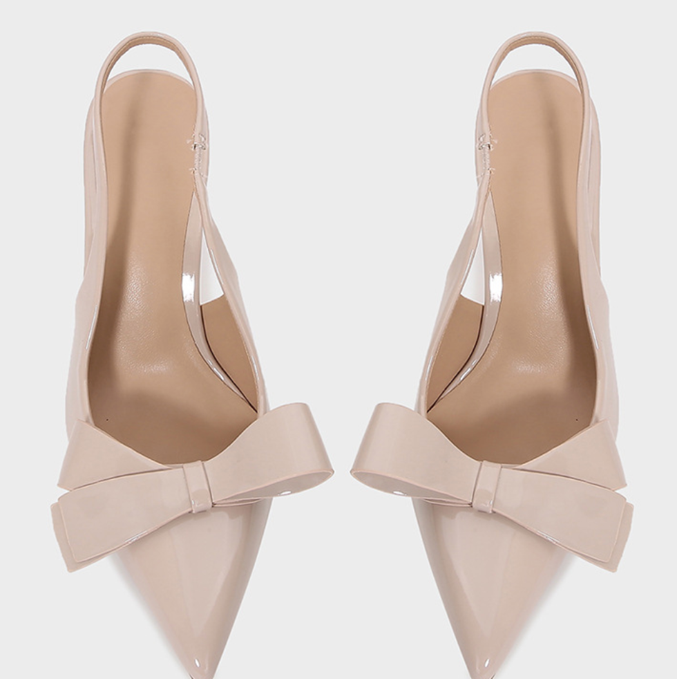 Bowknot Open Heel Patent Leather Stilettos