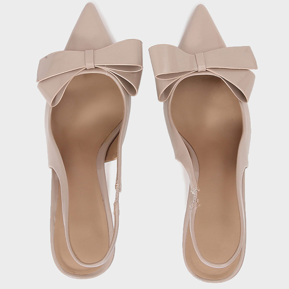 Bowknot Open Heel Patent Leather Stilettos