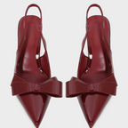 Bowknot Open Heel Patent Leather Stilettos