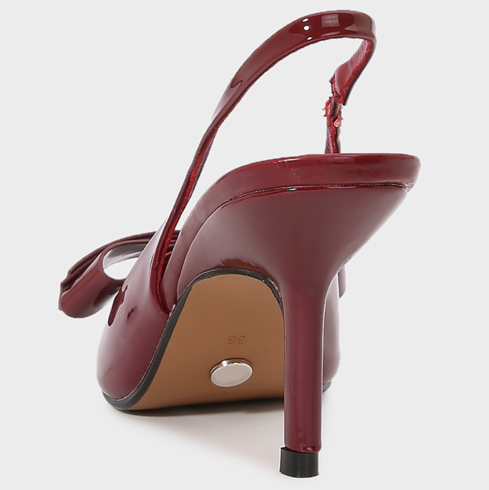 Bowknot Open Heel Patent Leather Stilettos