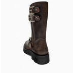 Vintage Buckle Trimmed Biker Boots