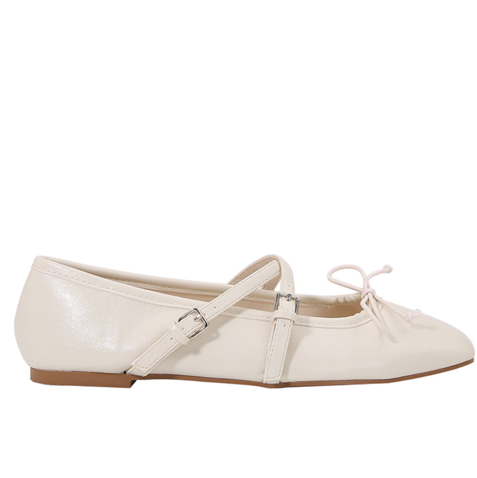 Buckled Bow Shallow Ballet Flats