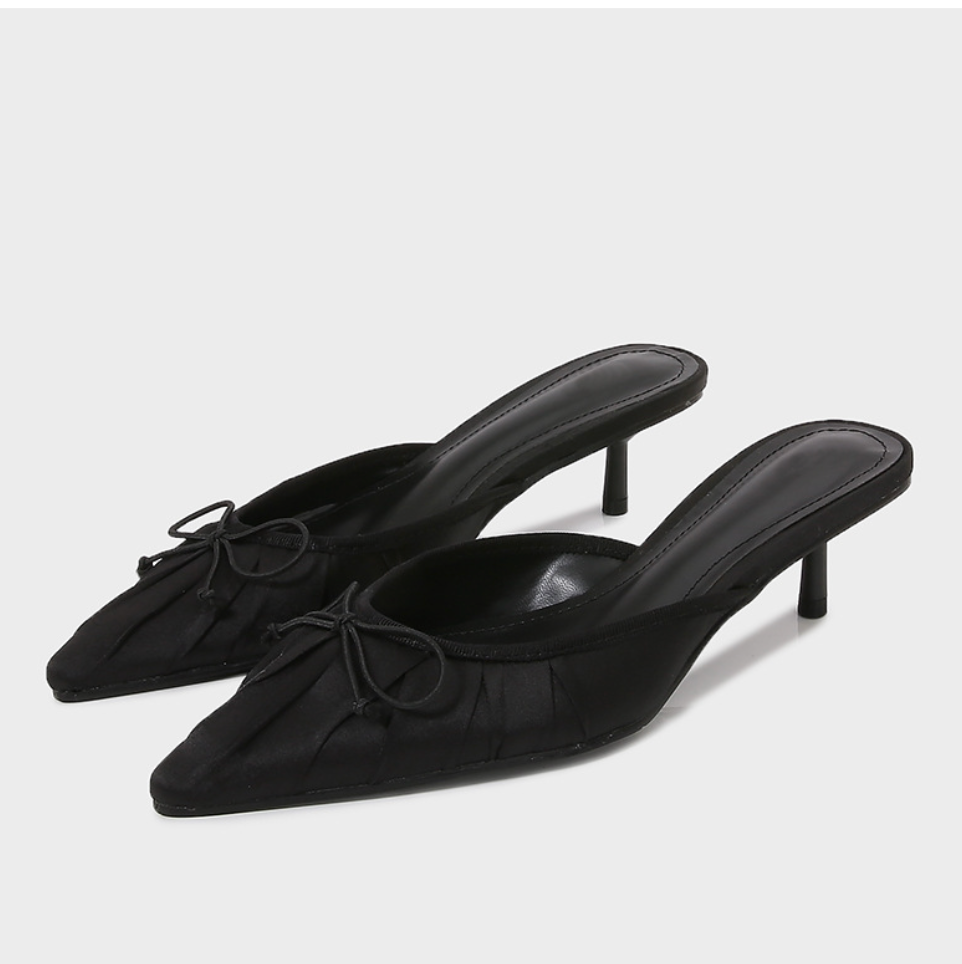 Black Bow Tie Embellished Stiletto Heels