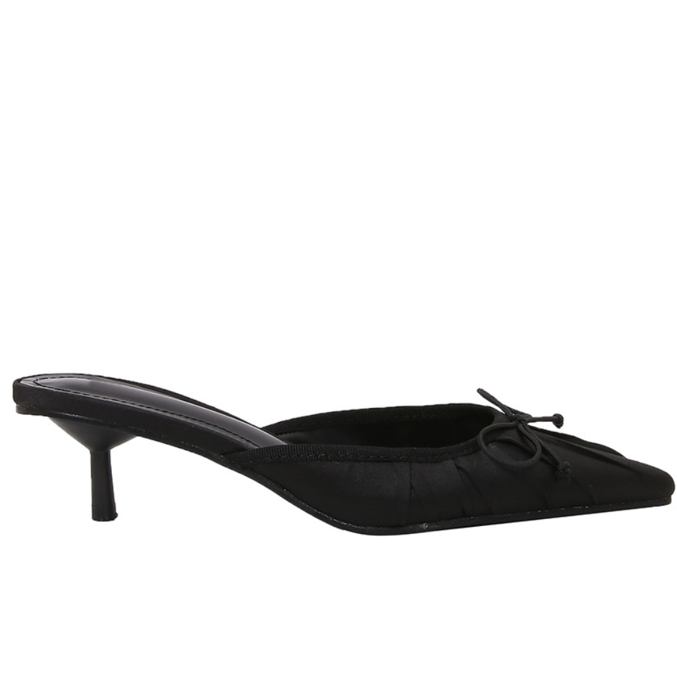 Black Bow Tie Embellished Stiletto Heels