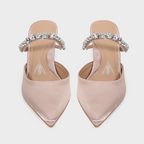 Black Satin Rhinestone Heeled Sandals