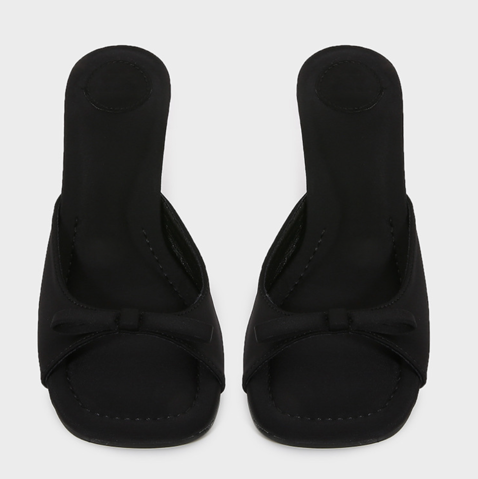 Bowknot Open Square-toe Heeled Sandals