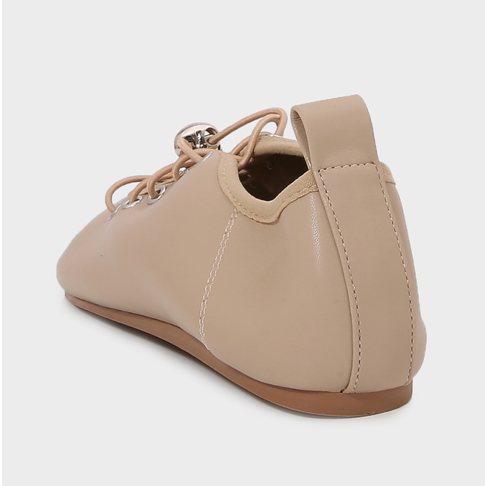 Lace-up Leather Ballet Flat Loafers