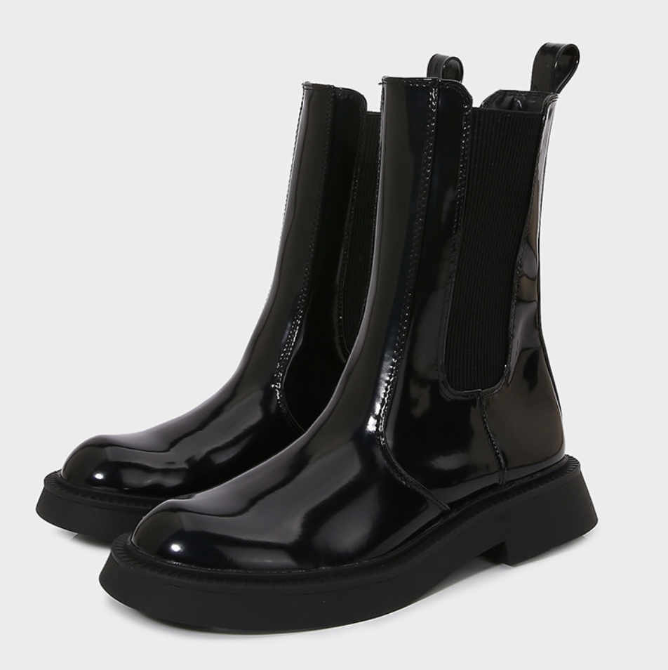 Black Groovy Chunky Sole Chelsea Boots