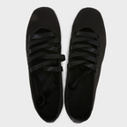Black Lace-Up Square Toe Flats