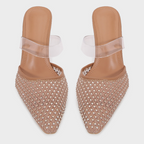 Beaded Transparent Pointed Toe Stiletto Heel