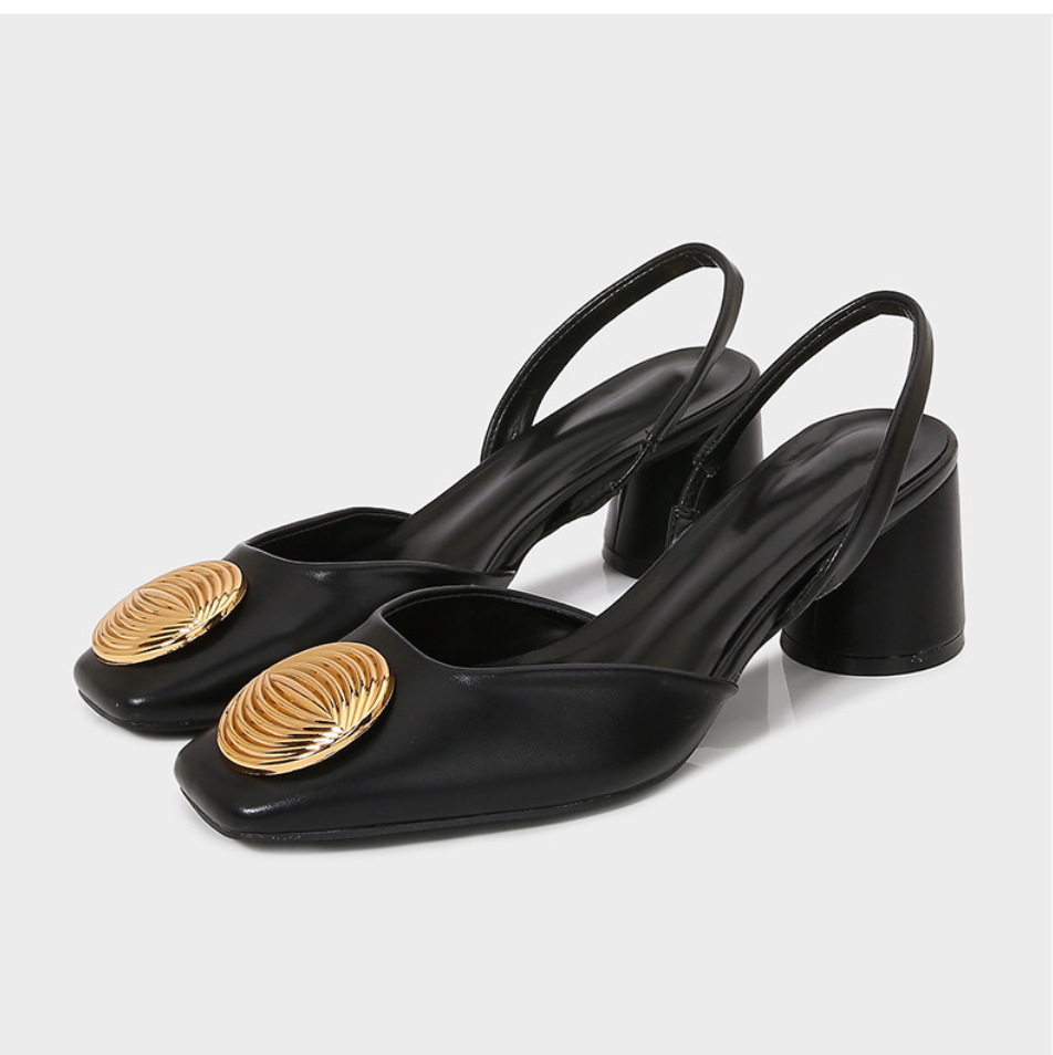 Metal-embellished Sheepskin Chunky Sandals