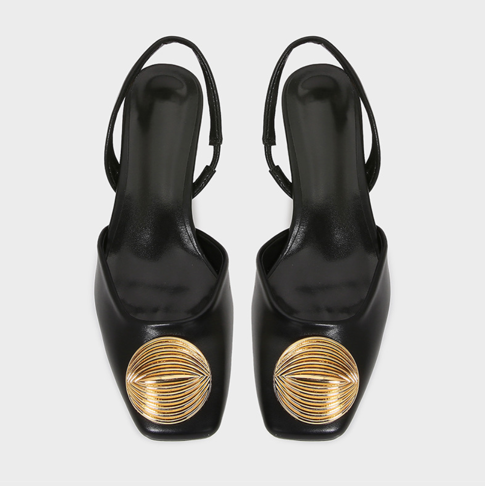 Metal-embellished Sheepskin Chunky Sandals