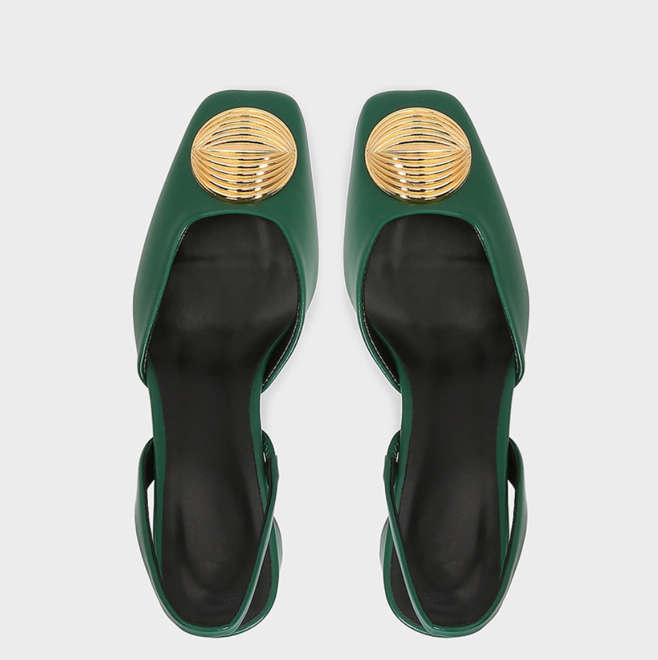 Metal-embellished Sheepskin Chunky Sandals