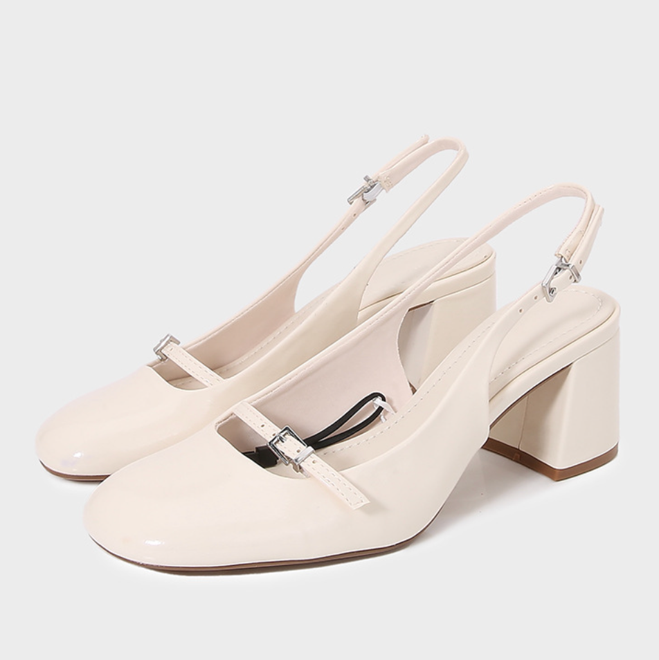 Buckled  Round-toe Chunky Open Heel Mules