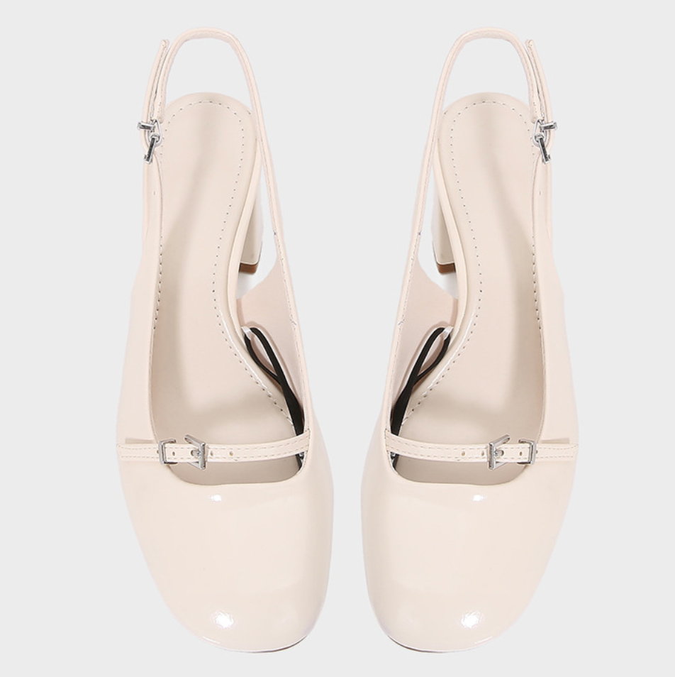 Buckled  Round-toe Chunky Open Heel Mules