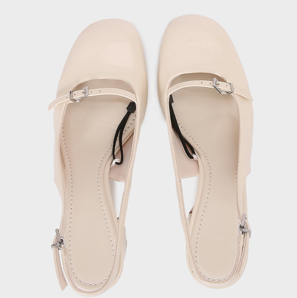 Buckled  Round-toe Chunky Open Heel Mules