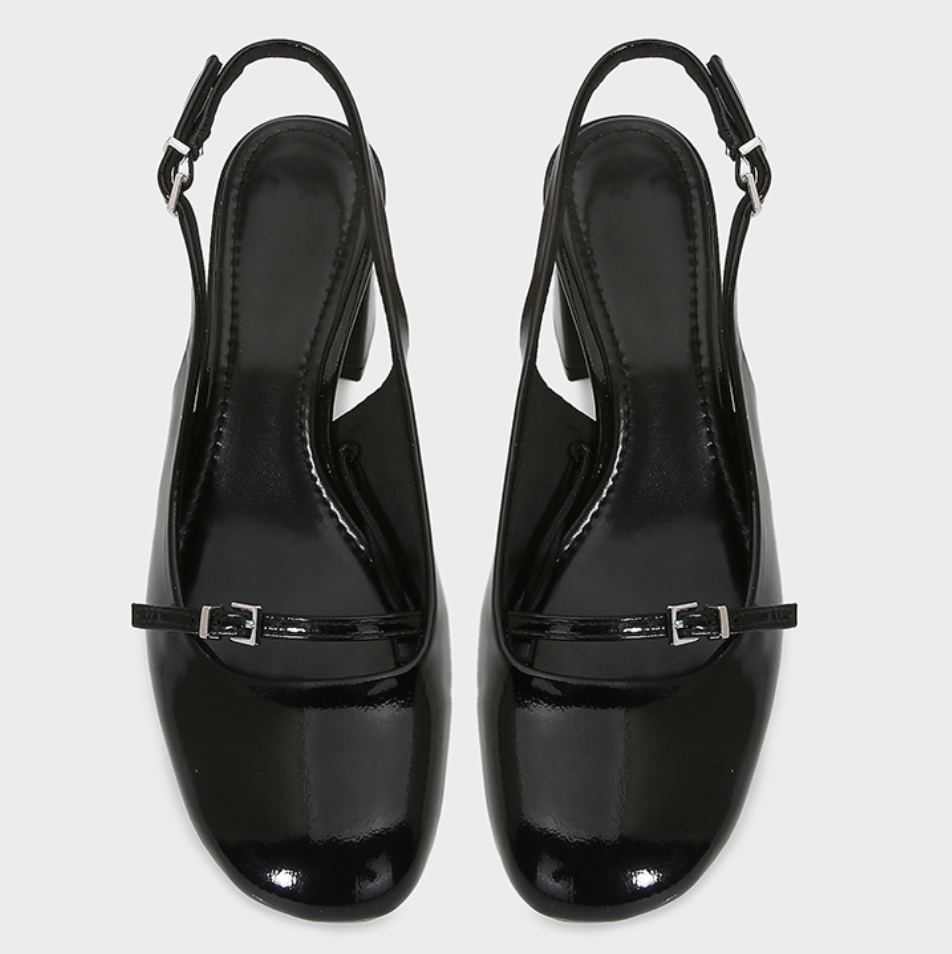 Buckled  Round-toe Chunky Open Heel Mules
